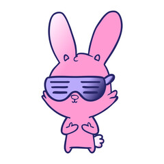cute cartoon rabbit in bright neon color