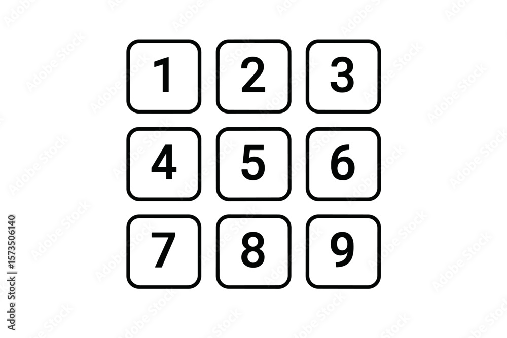 Poster numeric keypad vector illustration. modern number pad with rounded buttons. digital interface, pin e