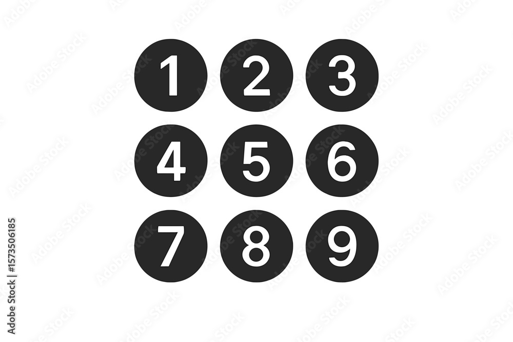 Poster numeric keypad icon vector. modern number pad buttons. digital keyboard interface. black circular nu
