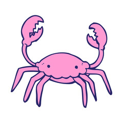 cartoon crab in bright neon color