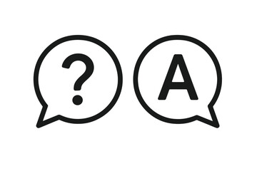 Question and Answer Chat Icon Set. Speech Bubble with Question Mark and Letter A. FAQ Support, Help Center, Customer Service, Online Communication, Vector Illustration, Isolated Transparent Background