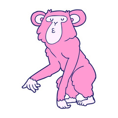 cartoon chimpanzee in bright neon color