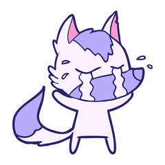 cartoon crying wolf in bright neon color