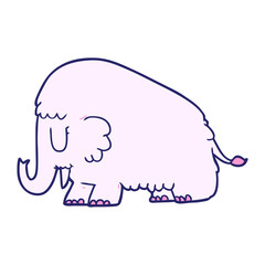cartoon mammoth in bright neon color