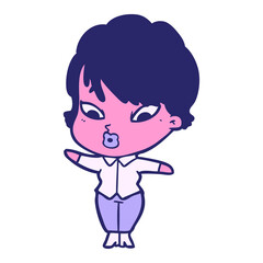 cartoon woman in bright neon color