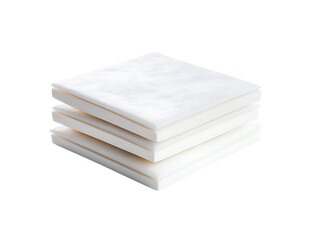 Stack of white square tofu slices isolated on transparent background