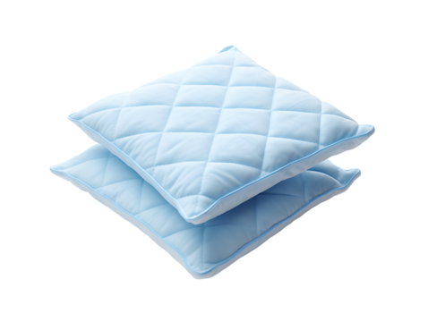 Stack of soft quilted pillows isolated on transparent background