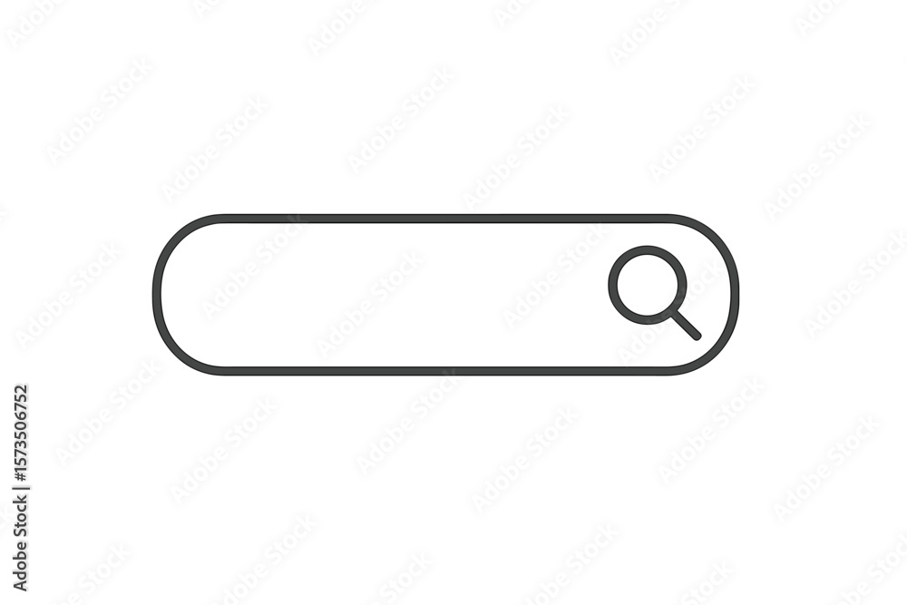 Poster minimalist search bar icon with magnifying glass. modern ui element. simple transparent search field