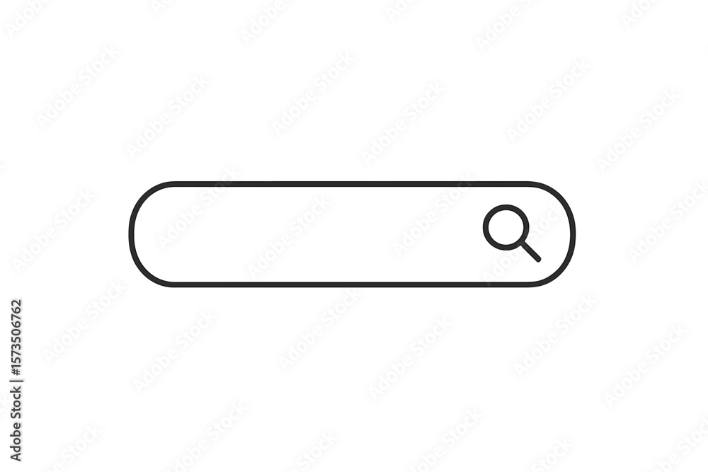 Poster search bar icon vector. minimalist search field with magnifying glass symbol. modern ui element. tra