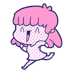 cartoon woman in bright neon color