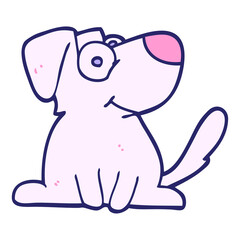 hand drawn doodle style cartoon happy dog in bright neon color