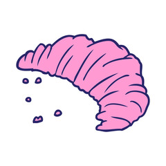 cartoon croissant in bright neon color