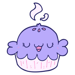 cute cartoon pie in bright neon color