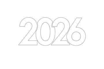 2026 New Year Outline Numbers, Minimalist Overlapping Digits, Modern Vector for Website, Poster, Banner, Calendar, Transparent Background, Editable Template