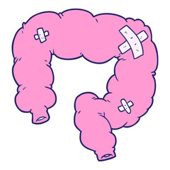 cartoon colon in bright neon color