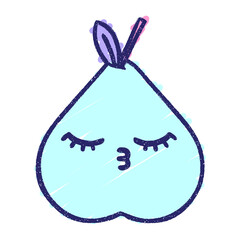Fototapeta premium Pear Chalk Drawing in bright neon color