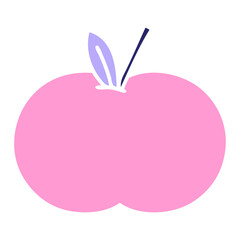 flat color retro cartoon of a juicy apple in bright neon color