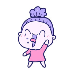 Obraz premium cartoon happy old woman in bright neon color