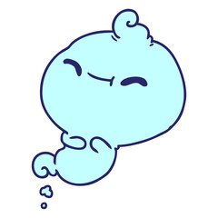 freehand drawn cartoon of kawaii scary ghost in bright neon color