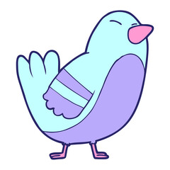 Cartoon Bird in bright neon color