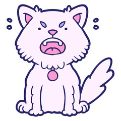 cartoon angry cat in bright neon color