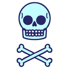 iconic tattoo style image of a skull in bright neon color