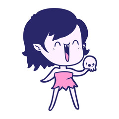 cute cartoon happy vampire girl in bright neon color