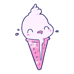 cute cartoon ice cream in bright neon color