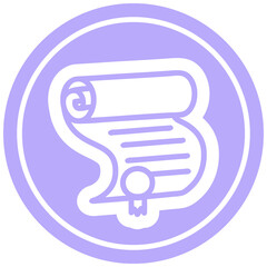 diploma certificate circular icon symbol in bright neon color