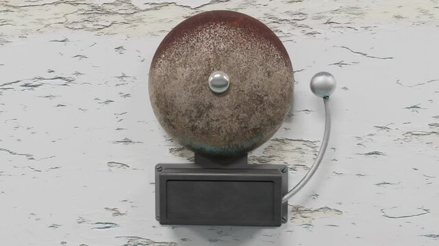 Old Rusty School Bell Ringing From Africa Return On A Damaged Wall