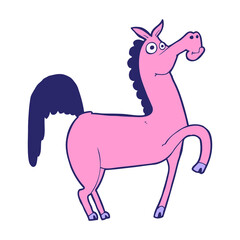 funny cartoon horse in bright neon color