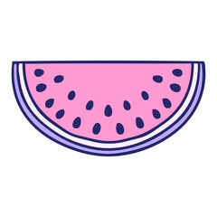 hand drawn quirky cartoon watermelon  in bright neon color