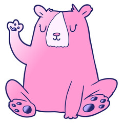 cartoon bear;waving in bright neon color