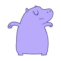 cartoon hippo in bright neon color