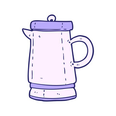 cartoon old metal kettle in bright neon color