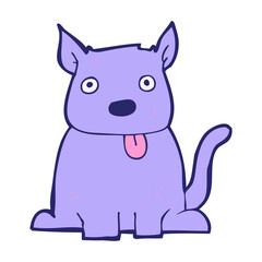cartoon dog sticking out tongue in bright neon color