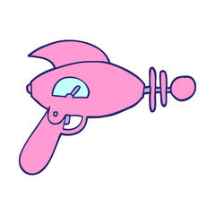 cartoon ray gun in bright neon color