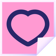 heart symbol graphic vector illustration square sticker in bright neon color