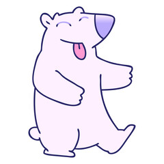 gradient shaded quirky cartoon polar bear in bright neon color