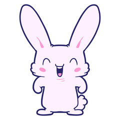 cartoon rabbit laughing in bright neon color