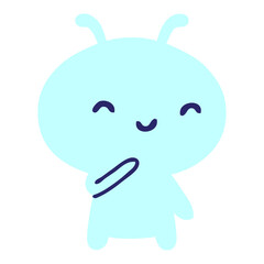 small alien in bright neon color