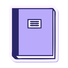 sticker of a cute cartoon study book in bright neon color