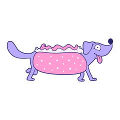 cartoon hotdog in bright neon color