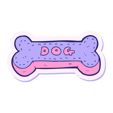 Naklejki sticker of a cartoon dog biscuit in bright neon color