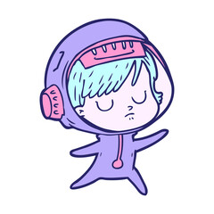 cartoon astronaut woman in bright neon color