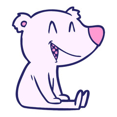 sitting bear cartoon in bright neon color