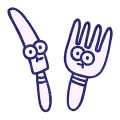 Cutlery Chalk Drawing in bright neon color