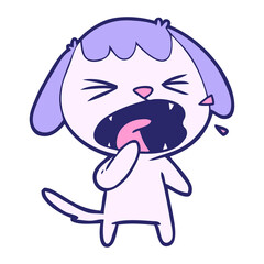 cute cartoon dog barking in bright neon color