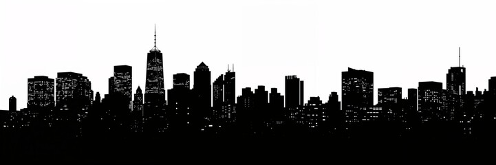 Fototapeta premium Black and white city skyline silhouette