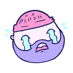 cartoon male face with beard in bright neon color